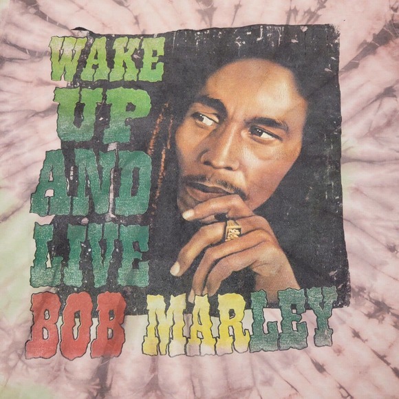 Wake Up And Live Bob Marley Tie Dye All Over Print AOP Double Sided T Shirt - Picture 2 of 7